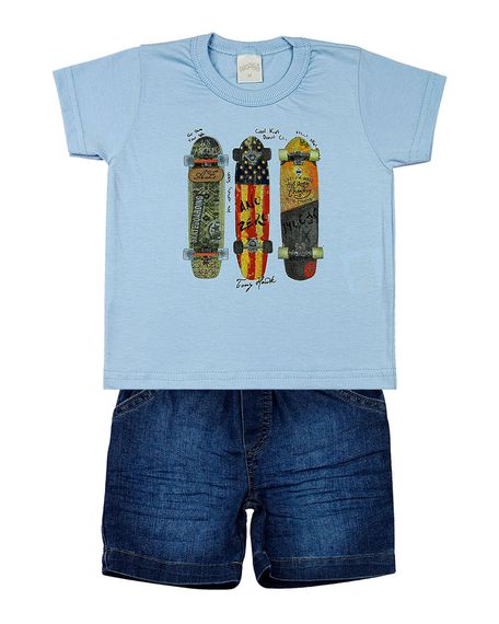 Conjunto Bebê Malha e Índigo Skates Cool Kids - Azul G