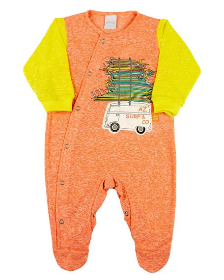 Macacão Bebê Malha Botonê Clouds Kombi Surf & Co. - Laranja RN