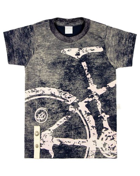 Camiseta Infantil Malha Laserwash Bicicleta - Marinho 1