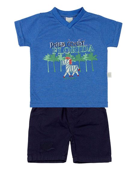 Conjunto Bebê Malha Híbrido e Tela Paper Palm Coast Florida - Royal GG