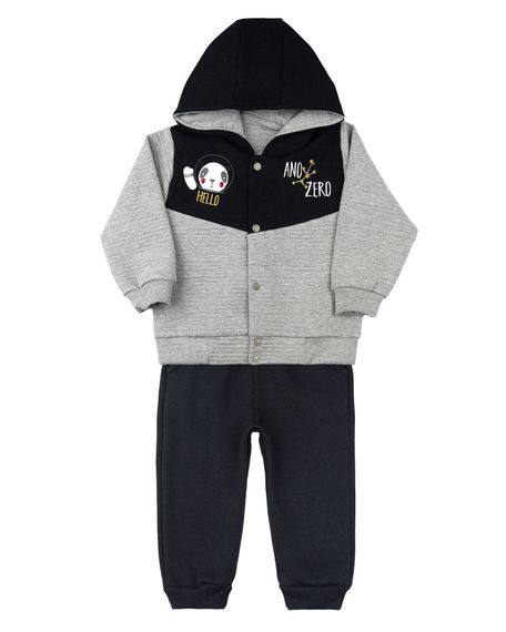 Conjunto Bebê Moletom e Malha Gappy Astronauta Hello - Preto M