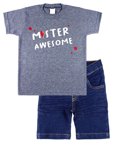 Conjunto Infantil Menino Malhão Vintage Vellutato e Índigo Stone Washed Mister Awesome - Marinho 3