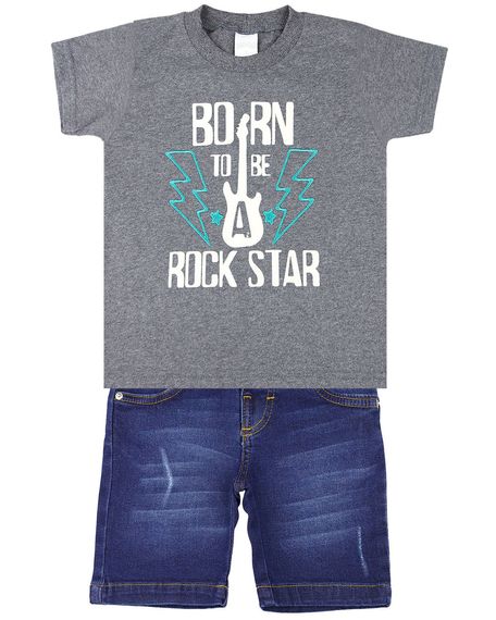 Conjunto Infantil Menino Malha Colorê Soft Touch e Indigo Stone Washed Rock Star - Grafite 3