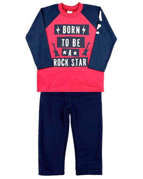Conjunto Infantil Malha Confort Jet Born to Be a Rock Star - Vermelho 1