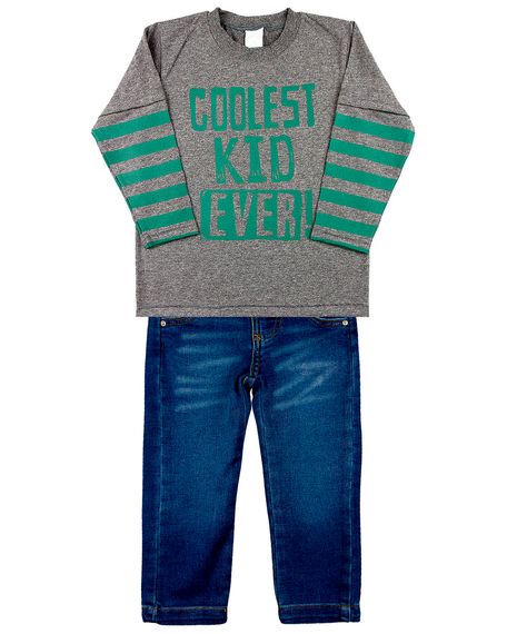 Conjunto Infantil Malha Confort Jet e Moletom Índigo Cool Est Kid Ever! - Grafite 1