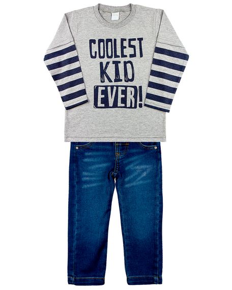 Conjunto Infantil Malha Confort Jet e Moletom Índigo Cool Est Kid Ever! - Mescla 1