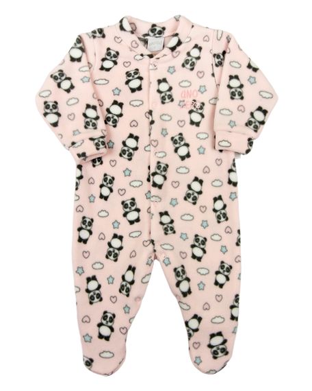 Macacão Pijama Bebê Inverno Microsoft Estampado - Rosa P
