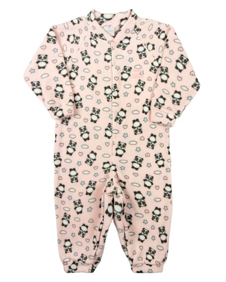 Macacão Infantil Pijama Inverno Malha Grossa Microsoft Estampado - Rosa 1