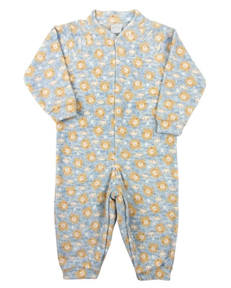 Macacão Infantil Pijama Inverno Malha Grossa Microsoft Estampado - Azul 3