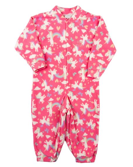 Macacão Infantil Pijama Inverno Malha Grossa Microsoft Estampado - Pink 3