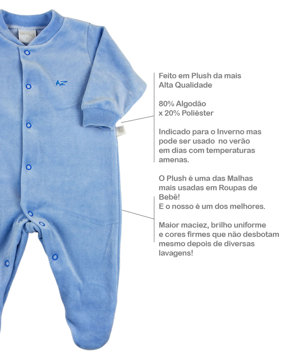 Agricultural Marxism Michelangelo Macacão Bebê Plush Kit 3 Peças Básicas Pijama Bebê Menino - Azul 0 - 24  Meses