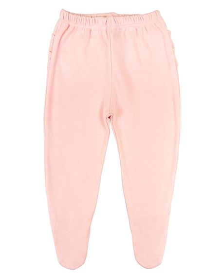 Calça Bebê Suedine Com Pezinho e Babados - Rosa G