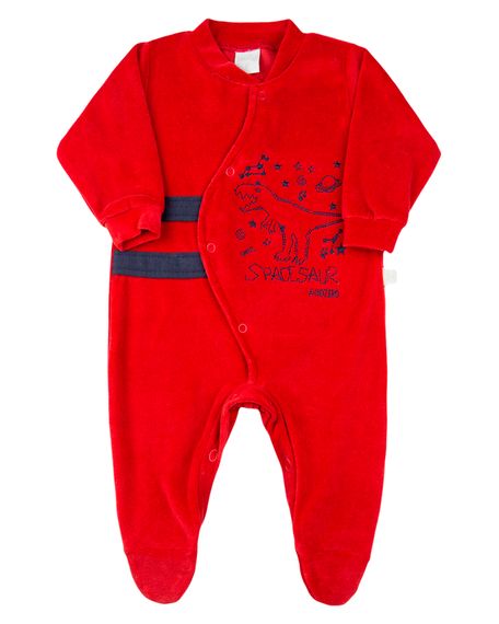 Macacão Bebê Plush Dinossauro Spacessaur - Vermelho RN