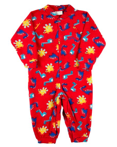 Macacão Infantil Pijama Inverno Malha Grossa Microsoft Estampado - Vermelho 3