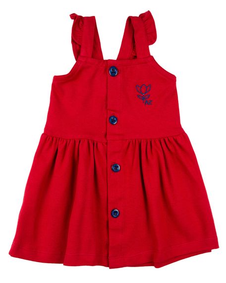 Vestido Infantil Piquet Conforto Florzinha - Vermelho 1