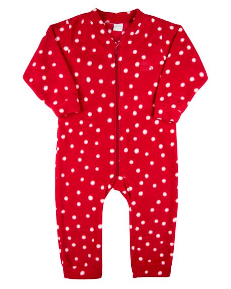 Macacao Bebe Infantil Pijama Inverno Malha Grossa Microsoft Estampado Zíper Bolinhas - Vermelho 3