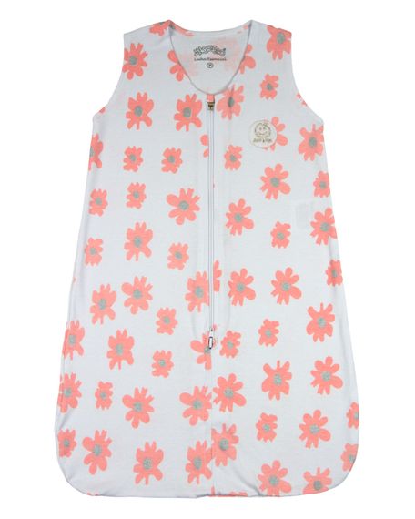 Saco de Dormir Casulo de Bebê Pijama Suedine Estampado Flores - Branco M
