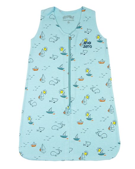 Saco de Dormir Casulo de Bebê Pijama Suedine Estampado Barquinhos - Azul M