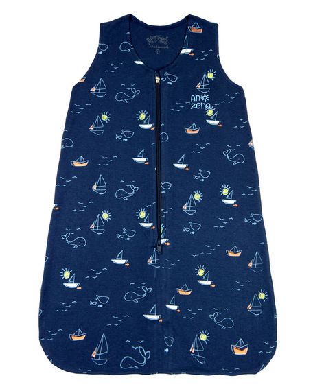 Saco de Dormir Casulo de Bebê Pijama Suedine Estampado Barquinhos - Marinho G