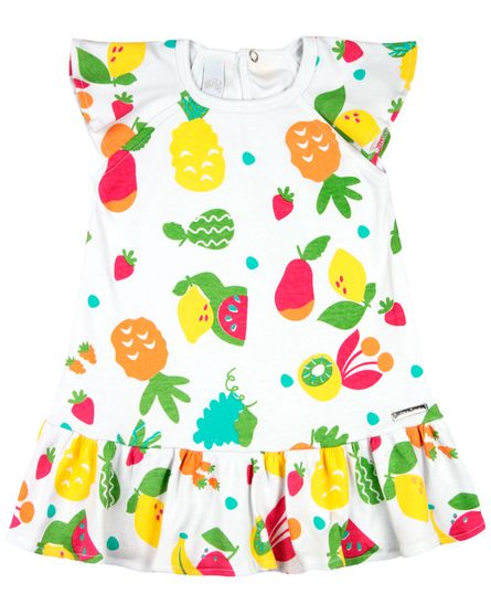 Vestido-Bebe-Menina-Infantil-Verao-10M-a-3-Anos-Manga-Cavada-Suedine-Estampado-Frutas-Branco-23918