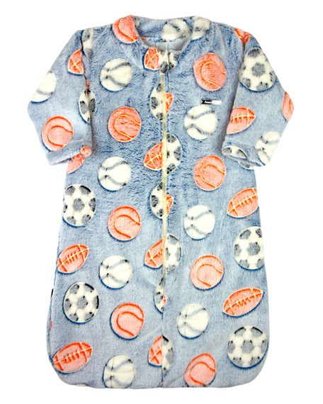 Saco de Dormir Bebe Casulo Pijama Cobertor Soft Estampado Grosso Ziper - Azul G