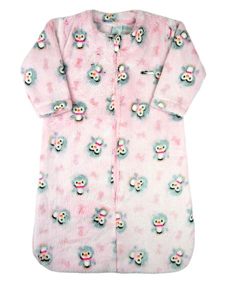Saco de Dormir Bebe Casulo Pijama Cobertor Soft Estampado Grosso Ziper - Rosa M
