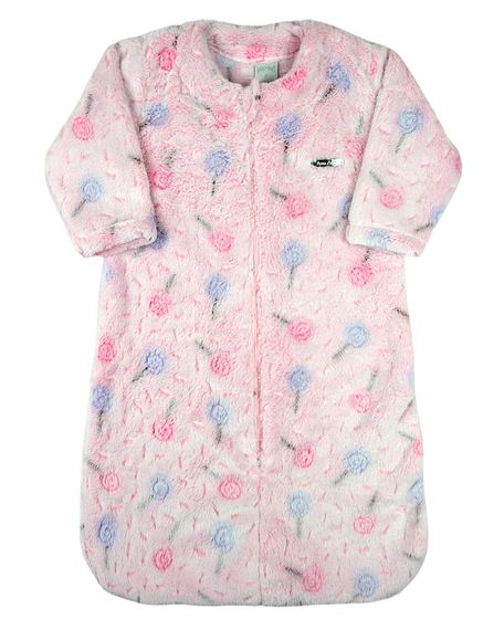 Saco de Dormir Bebe Casulo Pijama Cobertor Soft Estampado Grosso Ziper - Rosa G