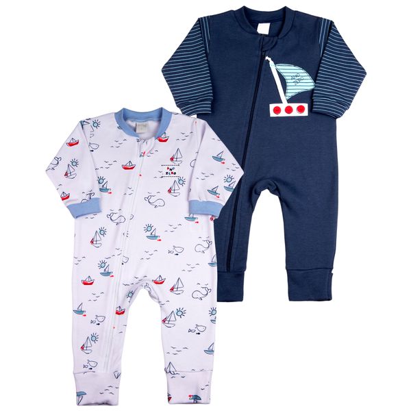 Macacao-Bebe-Suedine-Ziper-Menino-Estampado-e-Liso-Kit-Macacao-Suedine-Algodao-Barquinhos-2-Pecas-Branco-17132