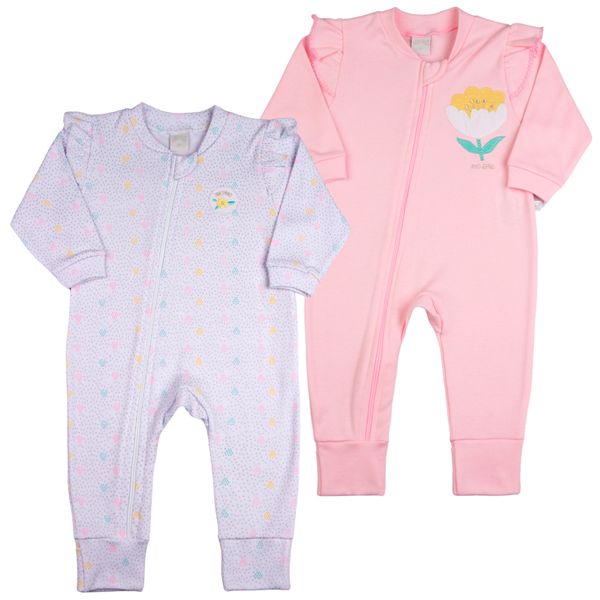 Macacao-Bebe-Suedine-Menina-Ziper-Estampado-e-Liso-Kit-Macacao-Suedine-Algodao-Bolinhas-e-Flor-2-Pc-Rosa-17135