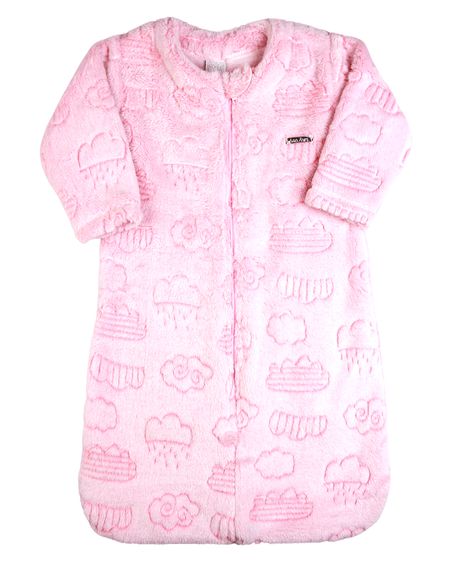 Saco de Dormir Bebe Casulo Pijama Cobertor Soft Nuvens Grosso Zíper - Rosa M