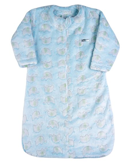 Saco de Dormir Bebe Casulo Pijama Cobertor Soft Elefantinhos Grosso Zíper - Azul G