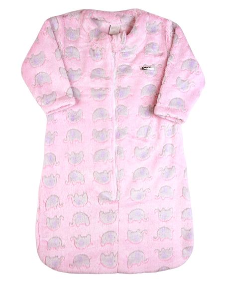 Saco de Dormir Bebe Casulo Pijama Cobertor Soft Elefantinhos Grosso Zíper - Rosa G