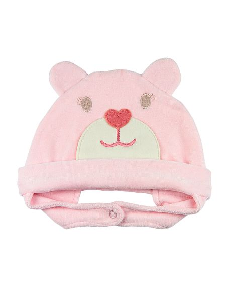 Touca de Bebê Plush Ursinha - Rosa P