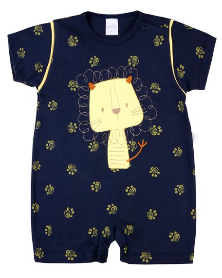 Macacao-Bebe-Menino-Curto-Suedine-Algodao-Estampado-Leao