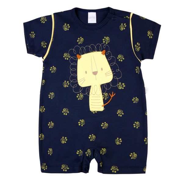 Macacao-Bebe-Menino-Curto-Suedine-Algodao-Estampado-Leao