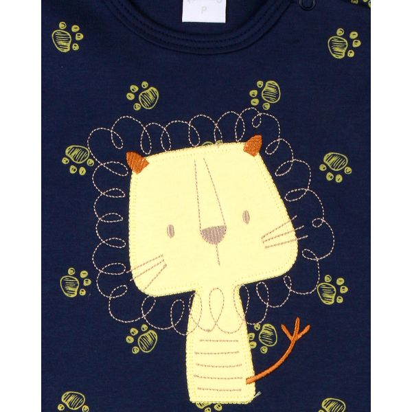 Macacao-Bebe-Menino-Curto-Suedine-Algodao-Estampado-Leao
