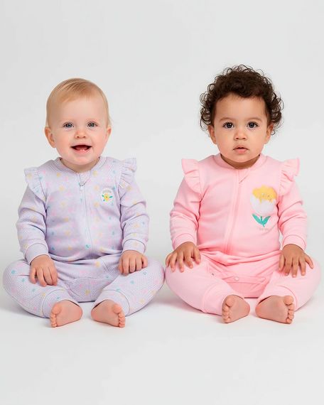 Macacao-Bebe-Suedine-Menina-Ziper-Estampado-e-Liso-Kit-Macacao-Suedine-Algodao-Bolinhas-e-Flor-2-Pc-Rosa-17135