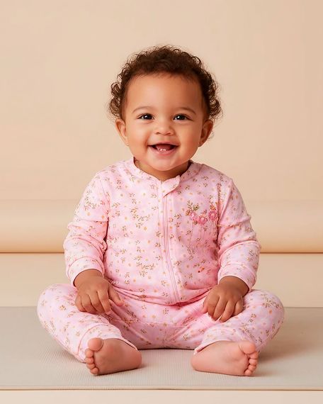 Macacao-Bebe-Menina-Comprido-Suedine-Algodao-Estampado-Margaridas