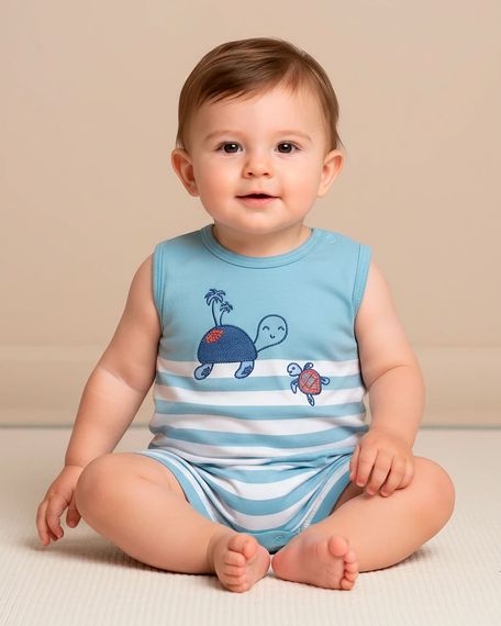 Macacao-Bebe-Menino-Curto-Suedine-Algodao-Listrado-Tartarugas